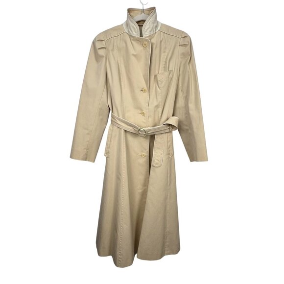 Vintage 70s-80s J. Gallery Beige Womens Long Trench Coat Size 11 Belted Button - Picture 2 of 11
